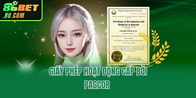 Giấy phép hoạt động cấp bởi PAGCOR
